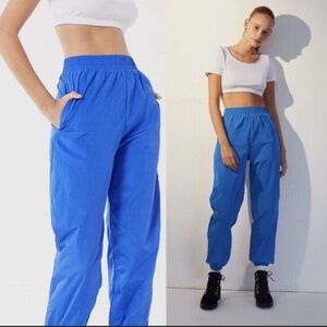 Urban Outfitters Royal Blue Nylon Elastic Waist 80s Joggers